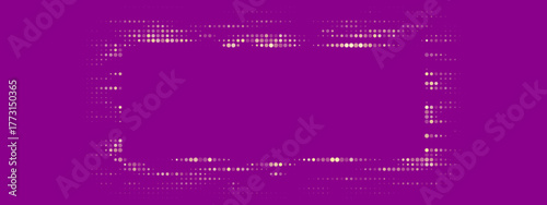 Abstract digital dotted frame on a vibrant purple background, creating a modern and technological design element for various creative projects.