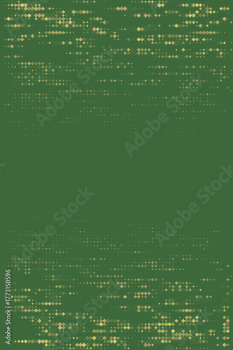 Abstract digital background with shimmering green and gold diamond pattern on a dark green backdrop, creating a modern textured design