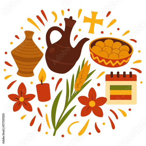 Ethiopian Holiday Celebration Elements Traditional Festive Gathering