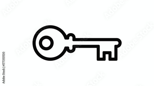Simple line drawing of a classic key on a white background, representing access and solutions