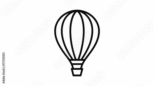 Simple, elegant line art illustration of a hot air balloon against a white background.