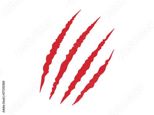 Red Claw Marks Vector. Scratch Slash Design Element. Wild Animal Claw Scratches Vector Illustration