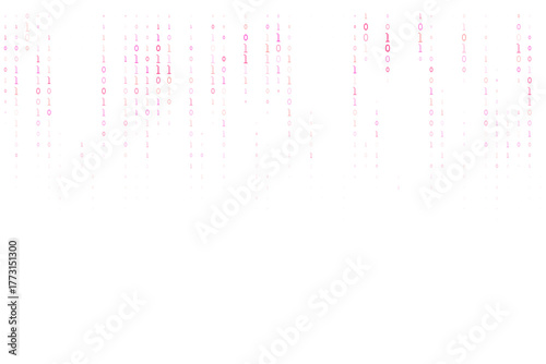 Abstract digital rain of binary code falling on a transparent background, representing technology, data, and the virtual world