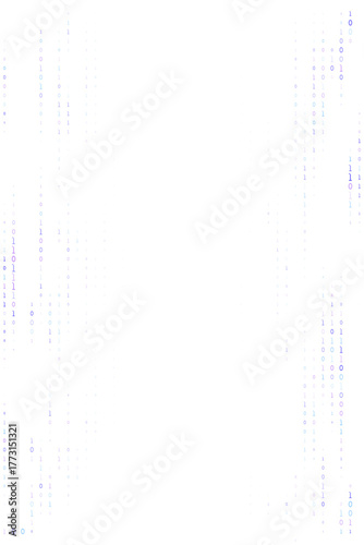 Abstract digital background with falling binary code numbers, representing data stream, technology, and cyber security concepts