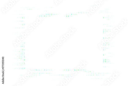 Digital Binary Code Frame on Black Background for Technology and Data Concepts, Abstract Green Zero One Pattern Creating a Cybernetic Border