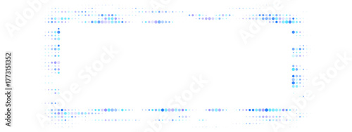 Futuristic dotted light frame with blue and purple hues, dynamic digital background for technology and data concepts.