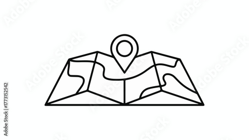 Abstract geometric map with location pin, symbolizing adventure and destination