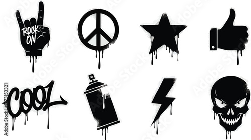 Collection of cool graffiti art symbols and icons for design elements.