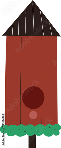 Narrow Birdhouse with Roof