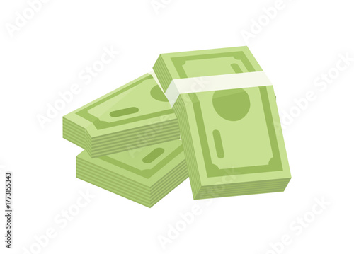 Money bundle stack. Simple flat illustration in isometric view.