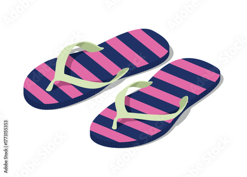 Sandals simple flat illustration in isometric view. 