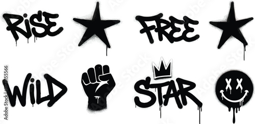 Graffiti Art Collection Rise Free Wild Star Fist and Smiley.