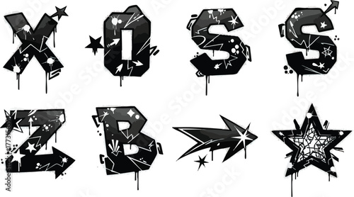 Graffiti Style Letters and Symbols with Dripping Effect.