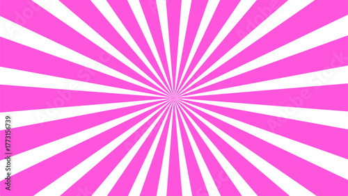 A vibrant pink and white sunburst pattern with rays radiating outwards from a central point, creating a dynamic and graphic background.
