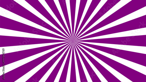 A vibrant purple and white sunburst pattern with rays radiating from a central point, creating a dynamic and hypnotic effect.