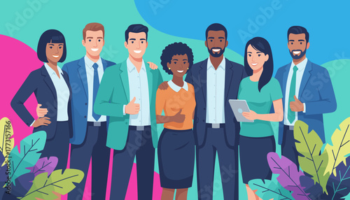 Successful diverse business team collaboration with positive thumbs up gesture