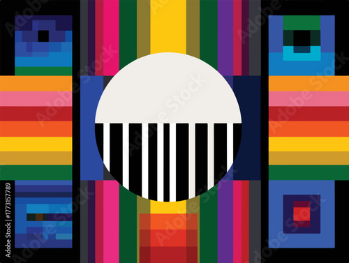 Abstrato geométrico com cores vibrantes e formas minimalistas, design moderno e gráfico para fundo criativo.