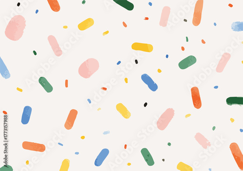 Padrão de vetor abstrato e festivo com granulados coloridos em estilo aquarela, ideal para fundos de celebração e design.