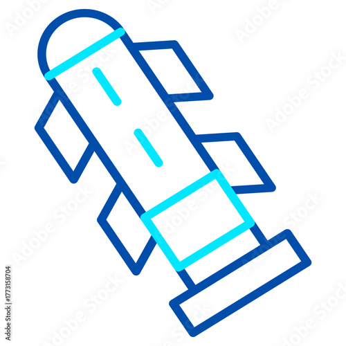 The icon of an armed interceptor missile ready for launch represents power, precision strike capabilities, and the military-industrial complex