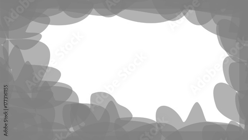 Abstract monochrome background featuring a soft, cloudy frame around a central white copy space.