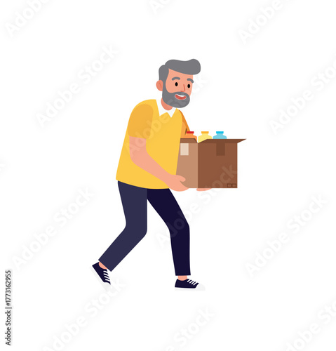 e-commerce Delivery Man Vector Illustration
