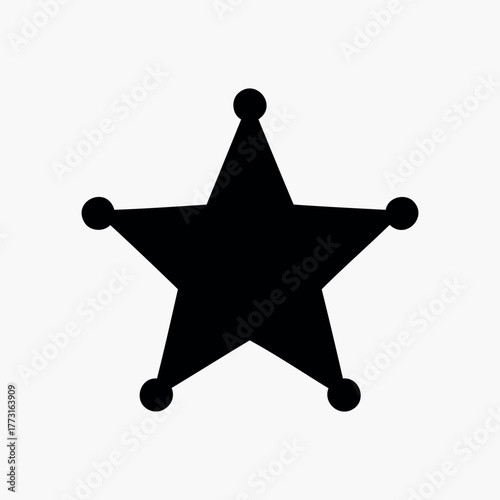 Sheriff star silhouette icon vector flat illustration on white background. star sheriff silhouette vector icon.