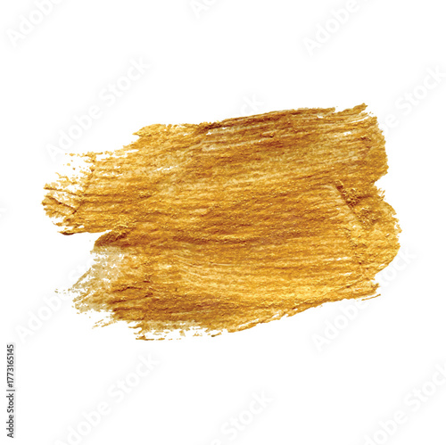 Metallic gold brush stroke vector illustration. A gold smudge. Spray paint. 