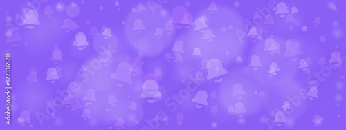 Abstract purple background with floating notification bell icons and soft bokeh lights, perfect for digital alerts and festive designs.