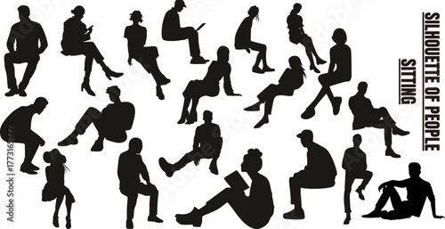 Silhouettes of People Sitting in Various Poses – Vector Collection for Design and UX Concepts