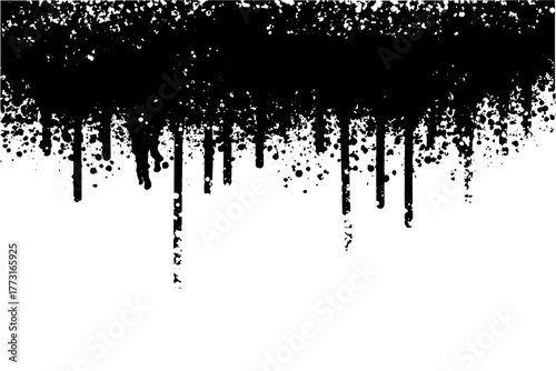 Black dripping paint texture background with grunge splatter effect