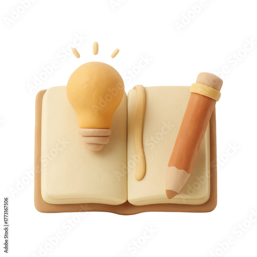 Idea book pencil isolated on transparent background