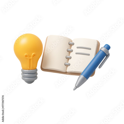 Idea notebook pen isolated on transparent background