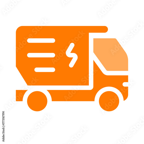 electric truck orange icon