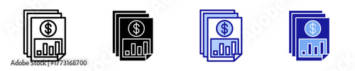 Money Report  Icon Set Multiple Style Collection
