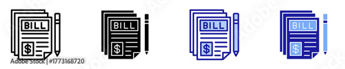 Bill  Icon Set Multiple Style Collection
