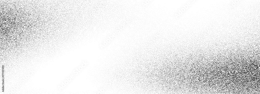 Obraz premium Noise grain background texture. Black sand speckle effect bg. Fading dotted gradient backdrop. Stippled grain halftone overlay. Gritty grunge distressed wallpaper. Vector dusty rough dirty cover