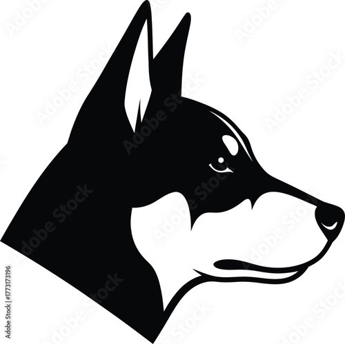 Profile of a doberman pinscher dog head silhouette