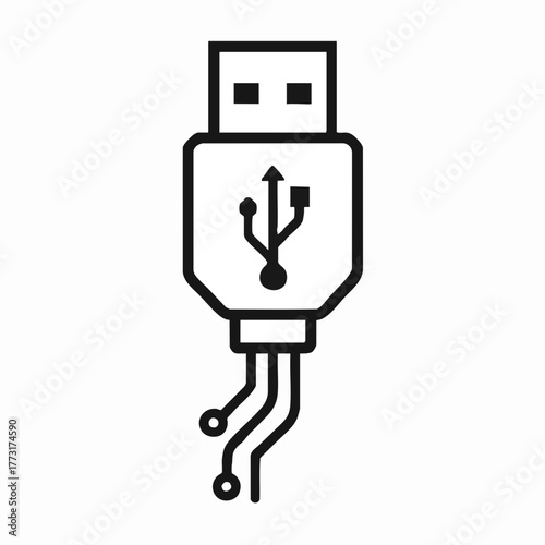 USB flash drive and electric plug vector illustration with technology icon design