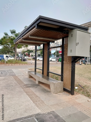 A bus stop with a nice design.