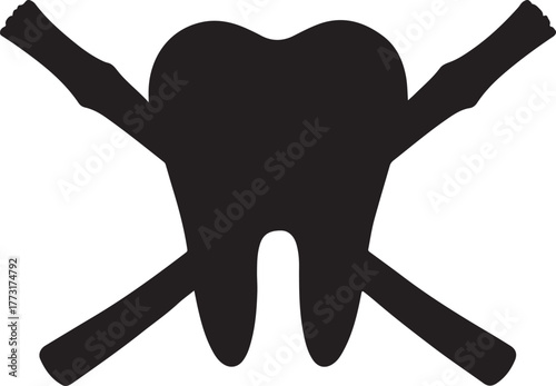 Tooth and bones crossing for medical and healthcare concept illustration