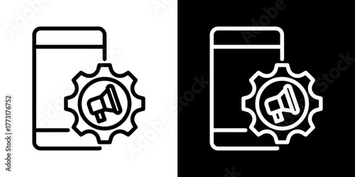 Mobile Marketing Icon Of Line Black And White Style 