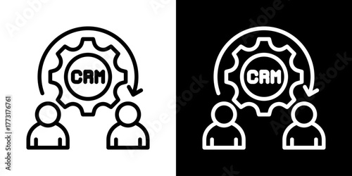 Crm Icon Of Line Black And White Style 