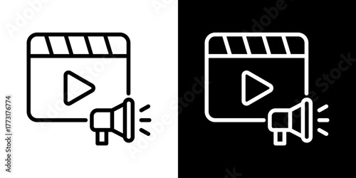 Video Marketing Icon Of Line Black And White Style 