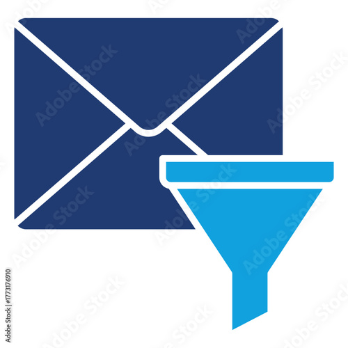 Email Funnel Flat Blue Icon