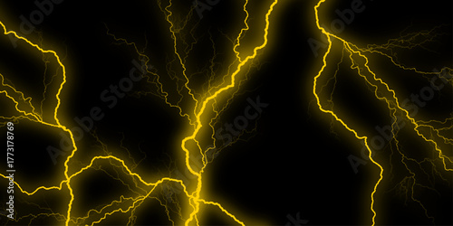 Frame of lightnings on black background 8k. black marble background. Luxury line art background vector. Minimalist modern contour drawing. Black, gold marble seamless glitter texture background.