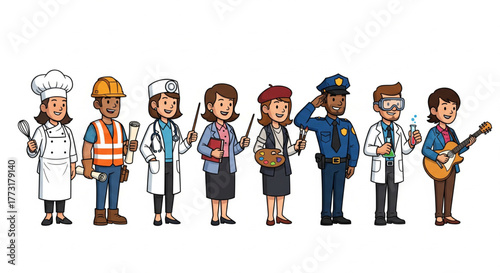 Pessoas de diferentes profissões. Arte vetorial com fundo transparente.