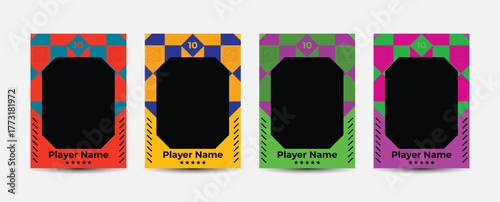 Set of player trading card template, Photo frame and border collection for soccer, hockey, volleyball, and basketball players, Sport flyer layout design, Template eps 10.	