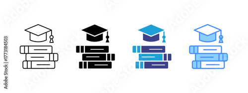 Education icon set multiple style collection