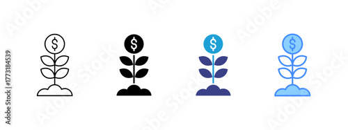 Growth icon set multiple style collection