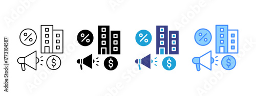 Marketing icon set multiple style collection